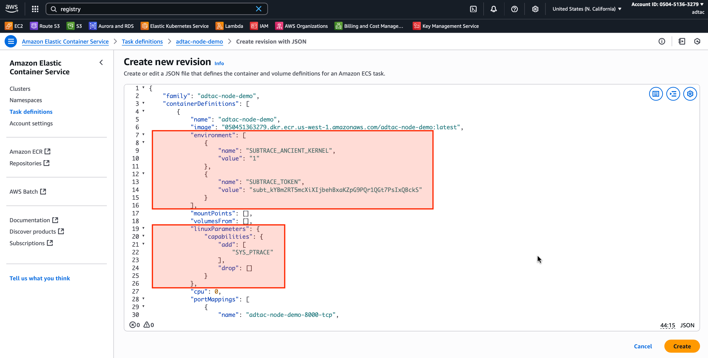 Using Subtrace on Elastic Container Service (ECS) - Subtrace